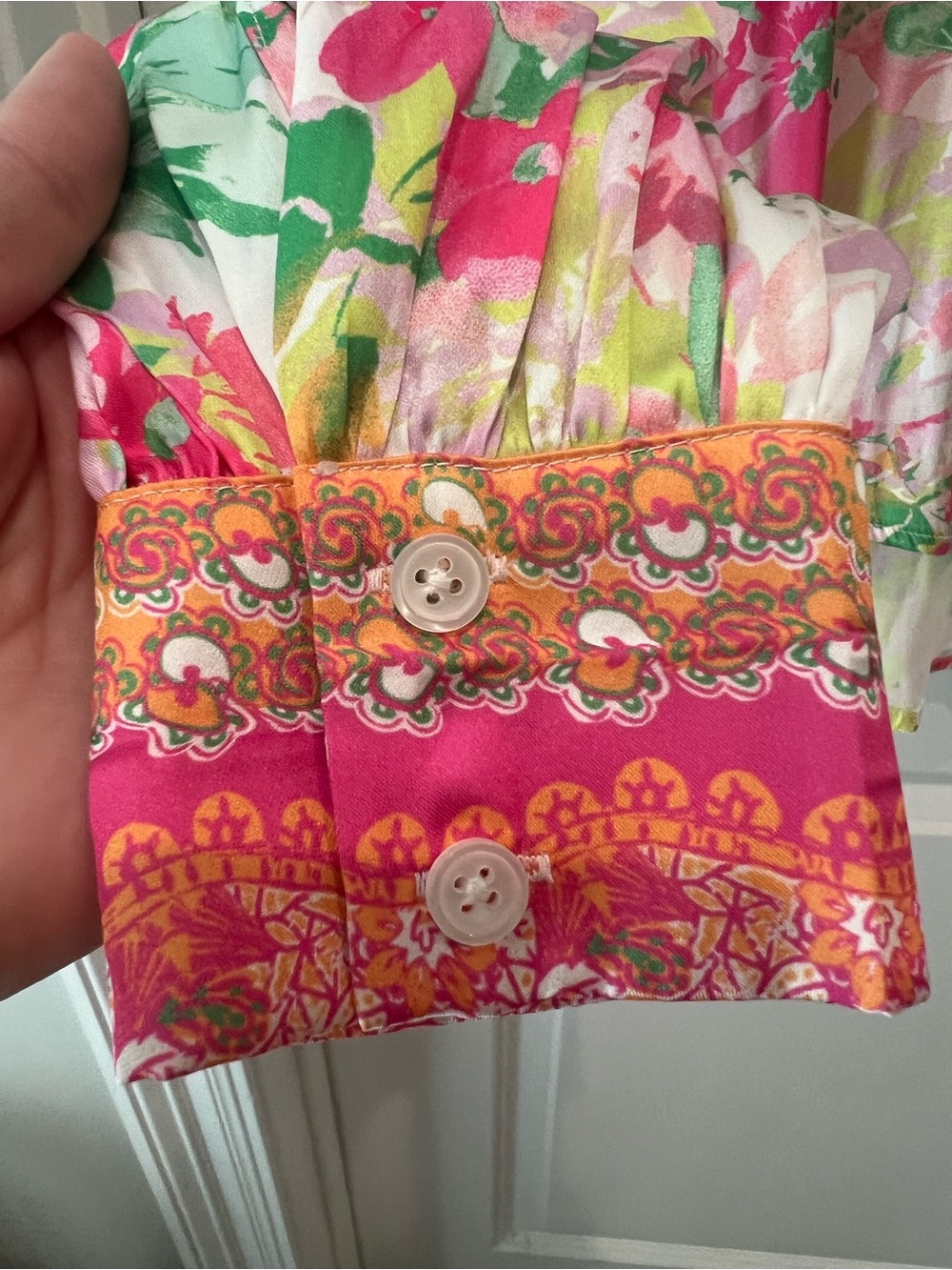 Current Air Floral Collared Shirt in Pink, Green & Yellow Size Small - Picture 6 of 16